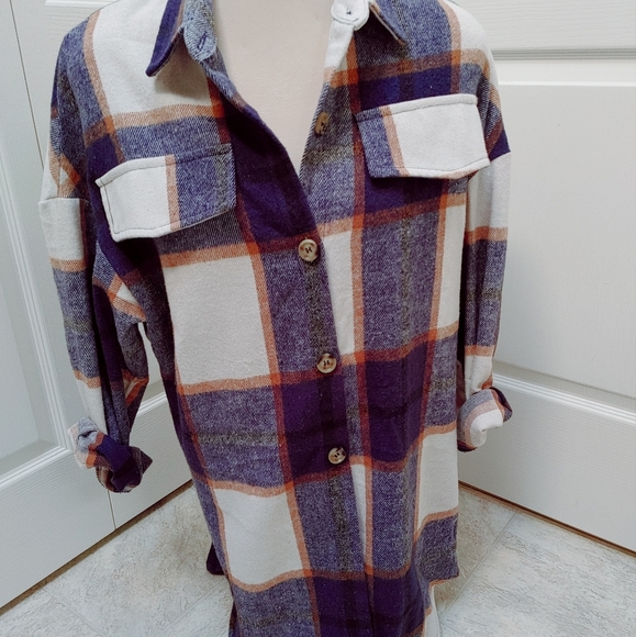 SHEIN Jackets & Blazers - Plaid Shacket